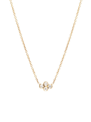 14k Small Horizontal Quad Diamond Necklace