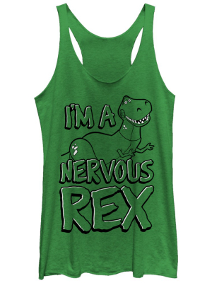 Women's Toy Story Nervous Rex Racerback Tank Top