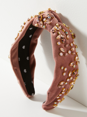 Lele Sadoughi Jet Embellished Velvet Headband