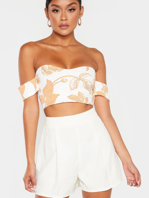 White Woven Pleat Front Tailored Short