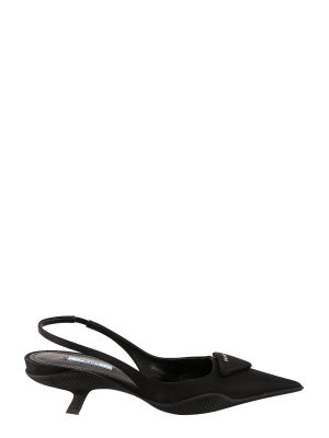 Prada Logo Plaque Slingback Pumps