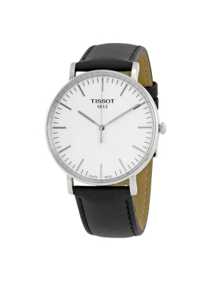 Tissot Everytime Silver Dial Black Leather Men's Watch T1096101603100