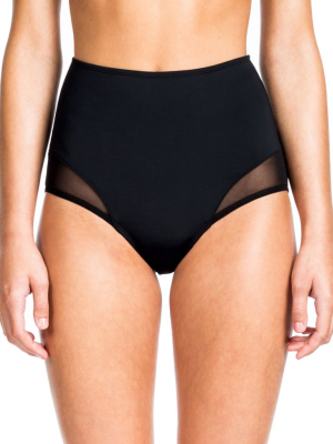 High Waist Bottom - Black Mesh