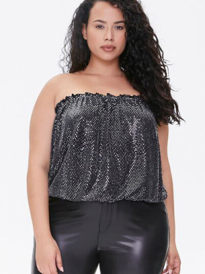 Plus Size Metallic Pin Dot Tube Top