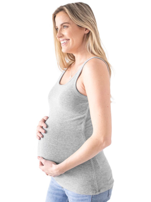 Ribbed Bamboo Maternity Tank | Grey Heather