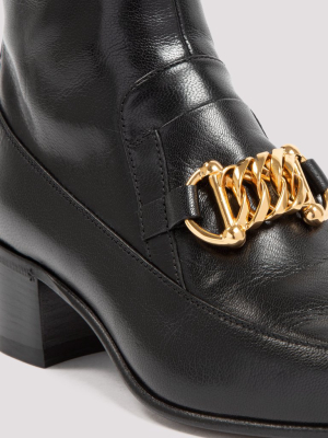 Gucci Horsebit Chain Ankle Boots