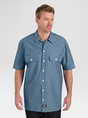 Dickies Men's Relaxed Fit Short Sleeve Chambray Shirt