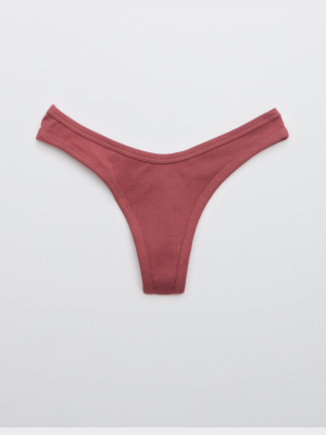 Aerie Ribbed High Cut Thong Underwear