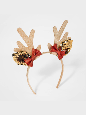 Girls' Sequin Reindeer Antler Headband - Cat & Jack™ Gold