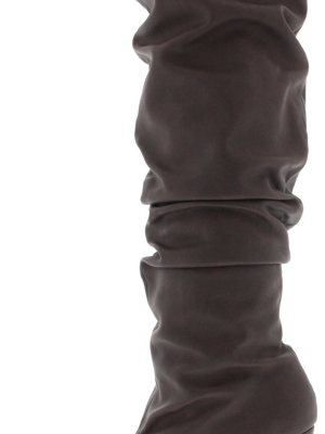 Anja Brown Slouchy Pointed Toe Wedge Boot