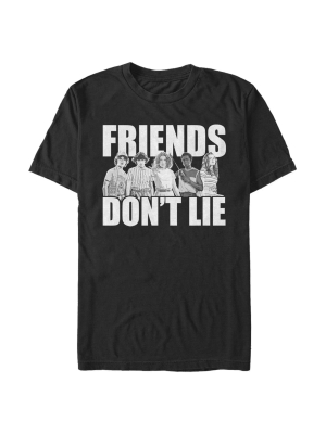 Men's Stranger Things Friends Don't Lie Character Pose T-shirt