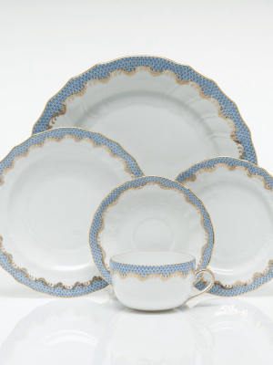 Fish Scale Canton Tea Saucer, Light Blue