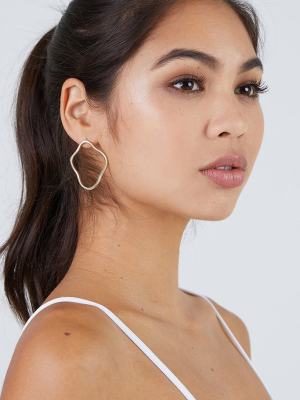 Unda Outline Stud Hoop Earrings - Brass