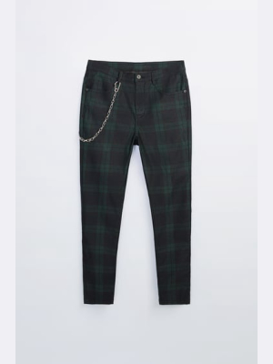 Plaid Pants With Chain