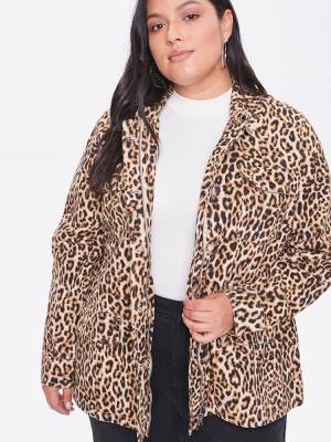 Plus Size Leopard Print Jacket