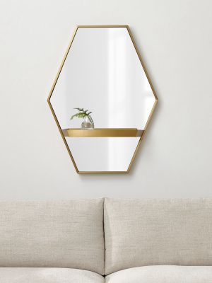 Reina Brass Wall Mirror With Shelf