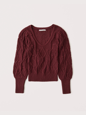 Bobble V-neck Sweater