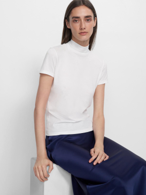 Tiny Mock Neck Tee In Cotton