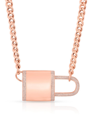 14kt Rose Gold Diamond Luxe Lovelock Necklace