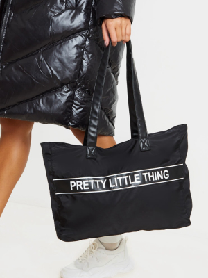 Prettylittlething Black Nylon Tote Bag