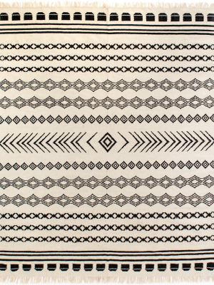 Black Patterned Stripe Rug