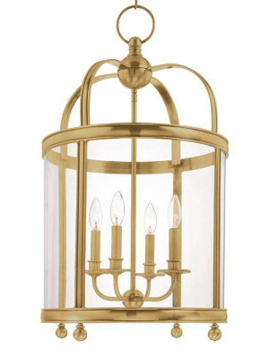 Larchmont 4 Light Pendant Aged Brass