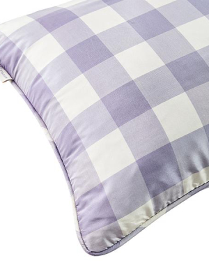 Silk Check Pillow In Lilac