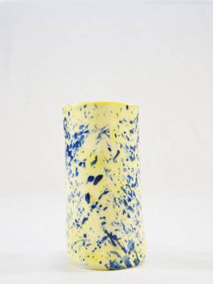 Porcelain Splatter Bud Vase Corn Yellow & Ink