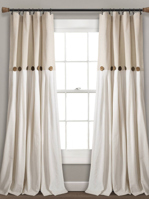Linen Button Light Filtering Window Curtain Panel - Lush Décor