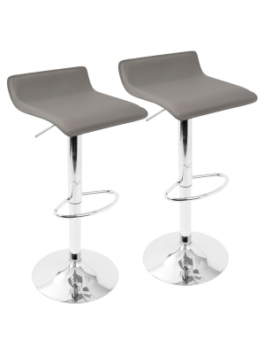 Set Of 2 Ale Height Adjustable Barstool - Gray With Chrome Footrest - Lumisource