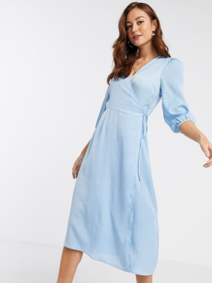 Vero Moda Wrap Midi Dress In Blue