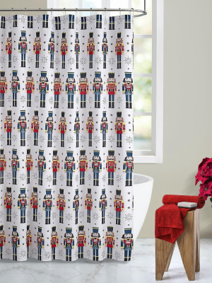 Kate Aurora Holiday Living Christmas Nutcrackers Fabric Shower Curtain