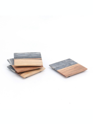 Marble And Wood Coasters - 4pk - Threshold™