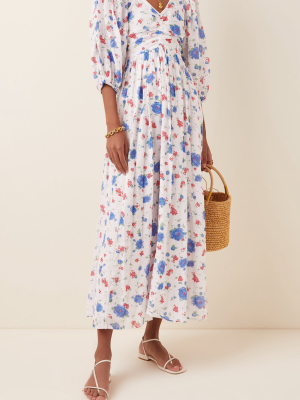 Roslyn Floral-print Cotton-chiffon Maxi Dress