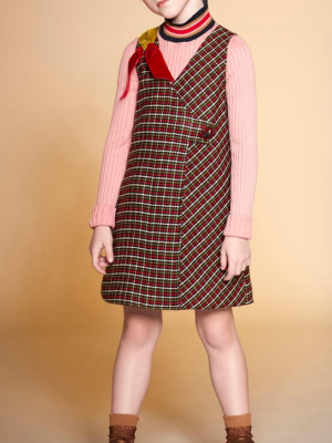 Mimisol Green Checked Dress