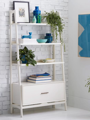 Mid-century 38" Bookshelf - White