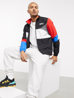 Puma Hoops Color Block Track Jacket In Black And Red