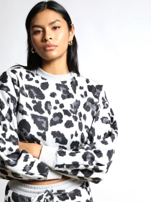 Leopard Hyper Reality Knit Cropped Pullover