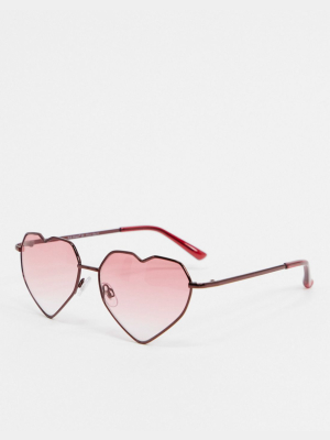 Aj Morgan Love Heart Sunglasses In Red