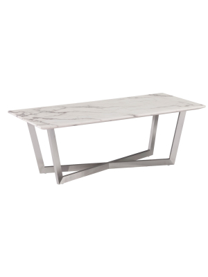 Wexham Faux Marble Cocktail Table - Soft Ivory With Gray - Aiden Lane