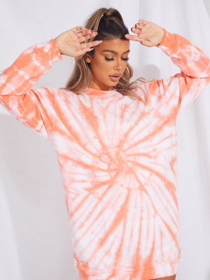 Prettylittlething Orange Tie Dye Oversized...