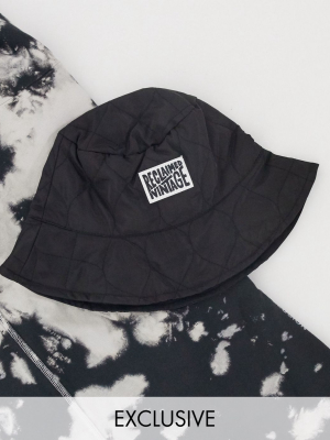 Reclaimed Vintage Inspired Unisex Quilted Bucket Hat In Black
