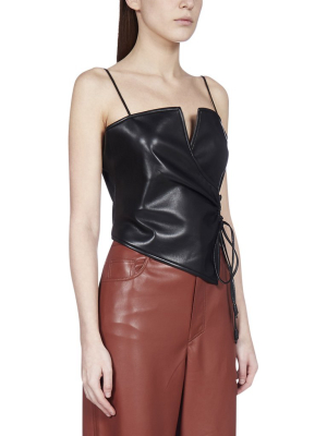 Nanushka Cosimo Vegan Leather Wrap Top