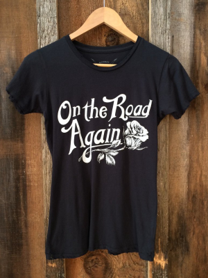 On The Road Again Women's T Shirt Black/white