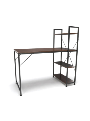 Combination Desk With 4 Shelf Unit Walnut/gray - Ofm