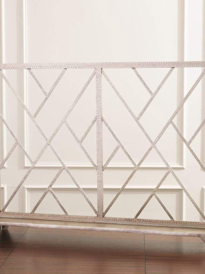 Global Views Chinoise Fret Fireplace Screen Nickel