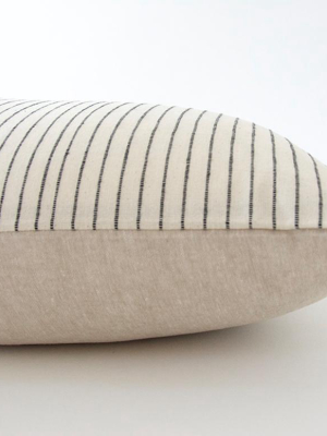 White & Small Black Stripe Lumbar Pillow - 14x22