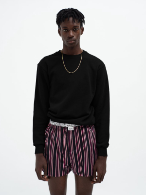 Pencil Stripe Woven Boxers Black