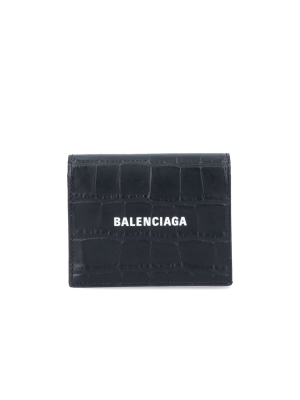 Balenciaga Logo Print Embossed Wallet