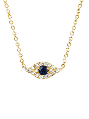 Diamond Evil Eye Choker - Sapphire